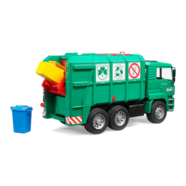 Транспорт и спецтехника - Машинка игрушечная Мусоровоз Bruder Ман зеленый (02753)#4