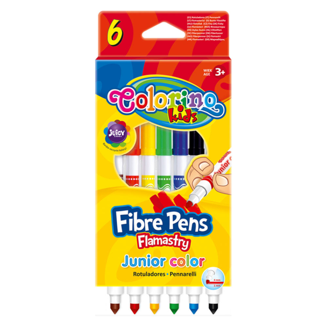 Канцтовари - Фломастери двосторонні Colorino Fibre Pens 6 шт і 6 кольорів (13437PTR / 1) (13437PTR/1)#2