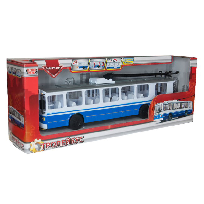 Транспорт и спецтехника - Игрушка Технопарк Троллейбус BIG со светом и звуком на украинском языке (SB-17-17WB)#2
