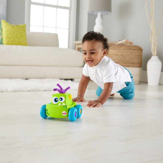 Машинки для малюків - Машинка-монстрик Fisher-Price Натискай і запускай зелена (DRG16/DRG15)#4