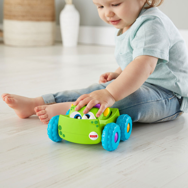 Машинки для малюків - Машинка-монстрик Fisher-Price Натискай і запускай зелена (DRG16/DRG15)#5