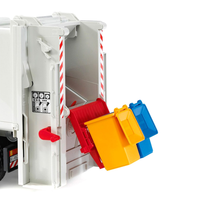 Транспорт і спецтехніка - Машинка іграшкова Сміттєвоз МАН Bruder біло-помаранчевий (03762)#4