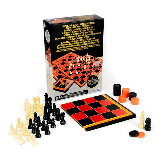 Настольные игры - Набор из трех настольных игр Spin Master Шахматы шашки и крестики нолики (SM98377/6033146)#2