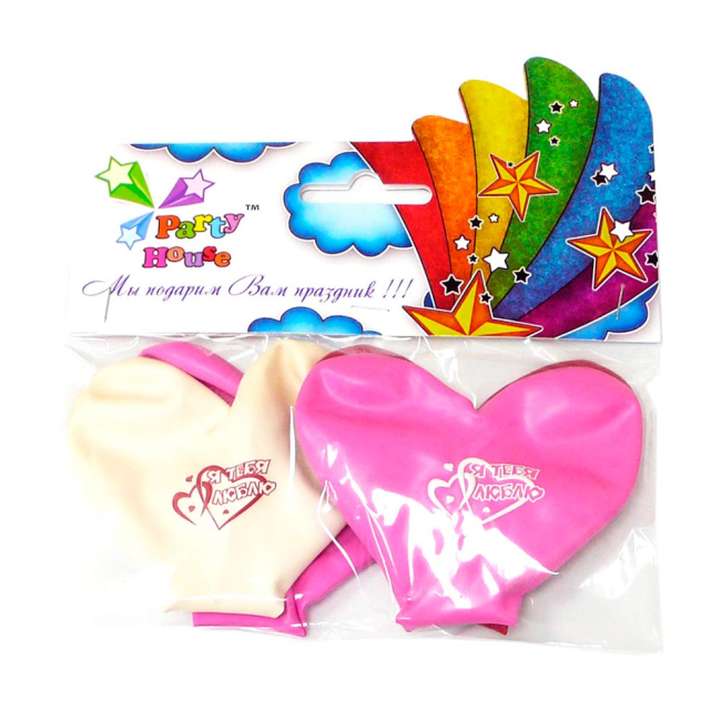 Аксессуары для праздников - Набор шариков Party House в виде сердца с рисунком пастель ассорти 4 шт (8025548910132)#2
