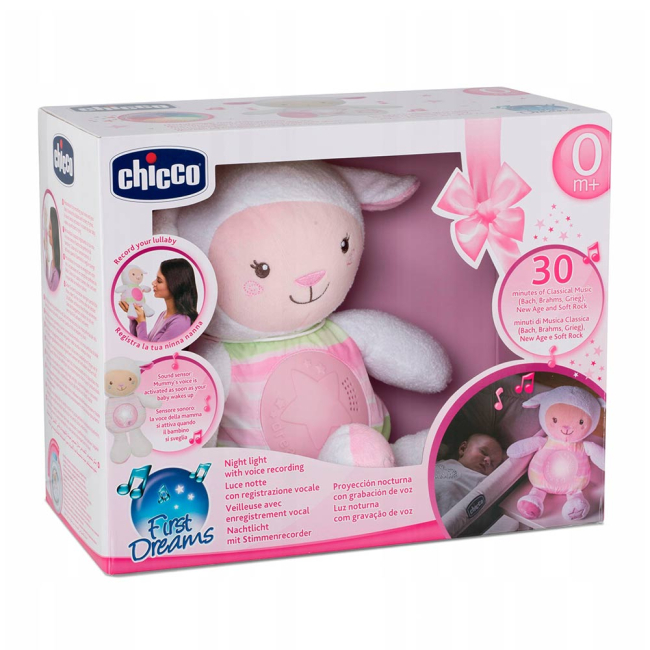 Ночники, проекторы - Интерактивная игрушка-ночник Chicco Ягненок розовый со звуковым эффектом (09090.10)#3