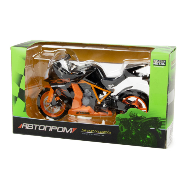 Автомодели - Игрушка мотоцикл Автопром металл оранжевый (7750) #2