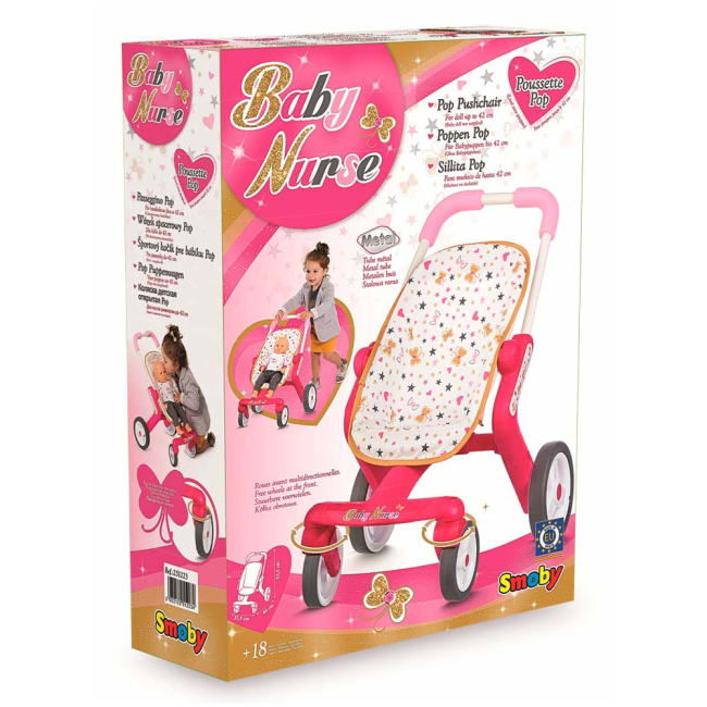 Транспорт і улюбленці - Коляска Smoby Baby Nurse для прогулянок з поворотними колесами (251223)#2