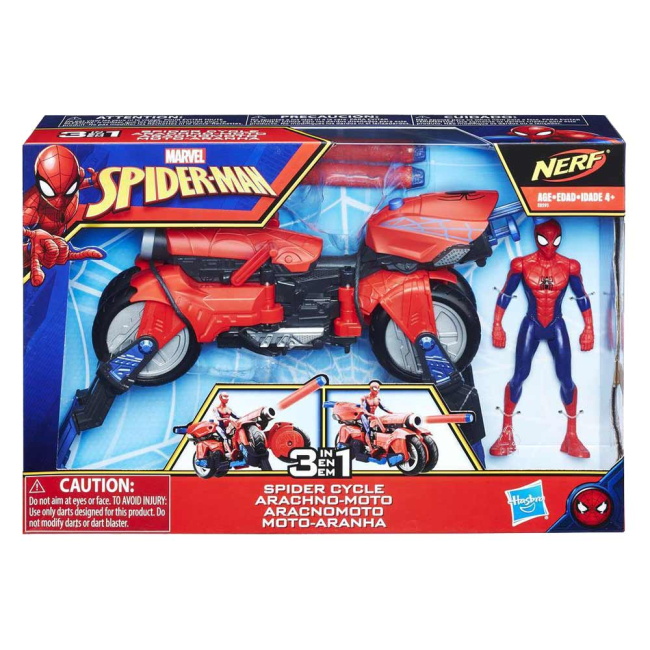Фігурки персонажів - Набір іграшковий Spider-man Людина павук на мотоциклі трансформері 15 см (E0593)#2