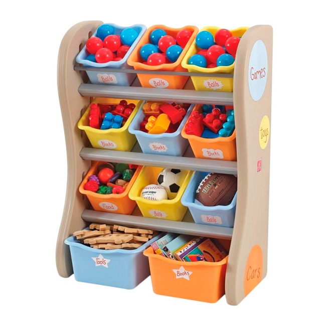 Боксы для игрушек - Органайзер Step2 Fun time room organizer 89х67х36 см синие и оранжевые ящики (728900)#2