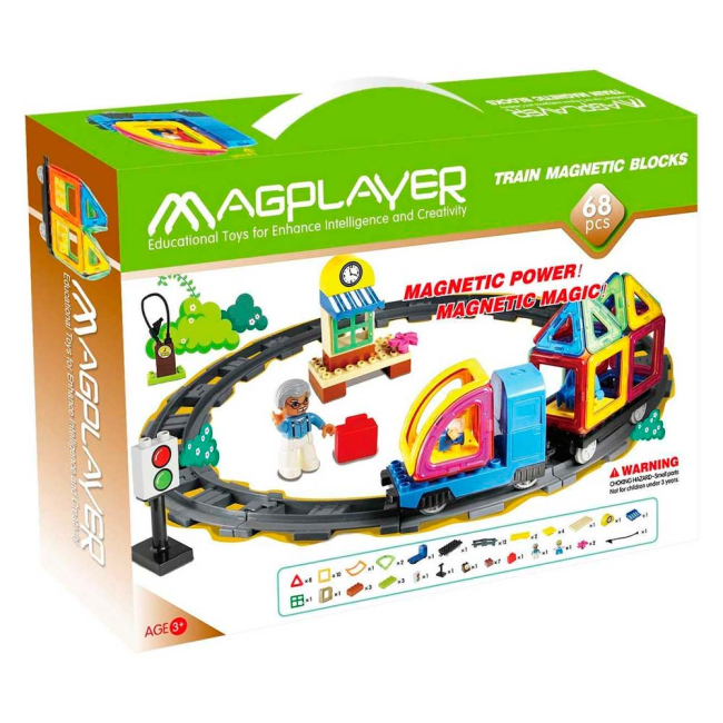 Магнітні конструктори - Конструктор Magplayer Магнітний набір 68 елементів (MPK-68)#2