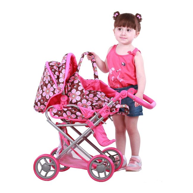 Транспорт и питомцы - Игрушечная коляска TODSY Mary 2 в 1 цветочная (9346FL)#3