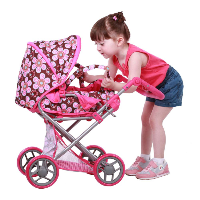 Транспорт и питомцы - Игрушечная коляска TODSY Mary 2 в 1 цветочная (9346FL)#4