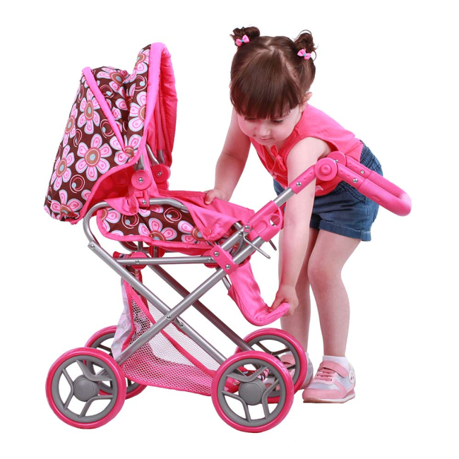 Транспорт и питомцы - Игрушечная коляска TODSY Mary 2 в 1 цветочная (9346FL)#5
