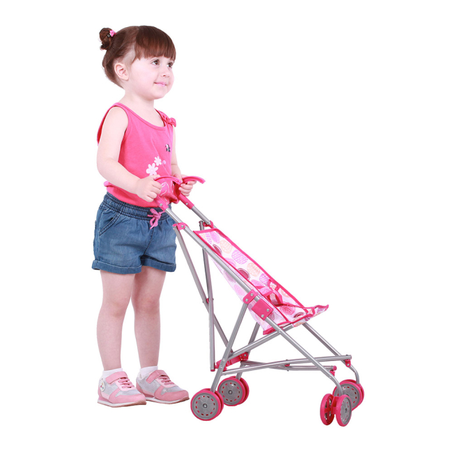 Транспорт и питомцы - Игрушечная коляска-строллер TODSY Walky бело-розовая (9302WP)#3