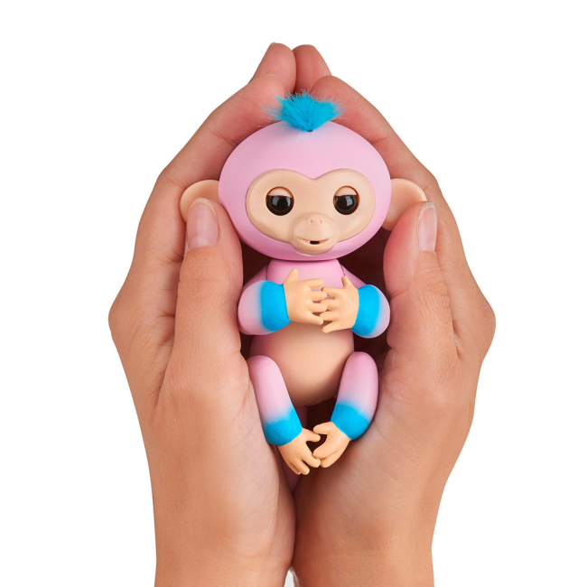 Фигурки животных - Интерактивная игрушка Fingerlings Обезьянка Кенди розово-голубая 12 см (W37204/3722)#2