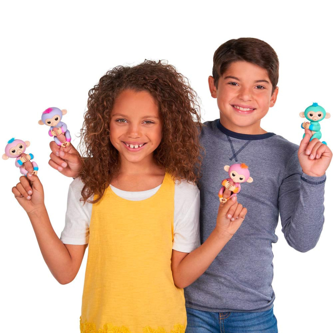 Фигурки животных - Интерактивная игрушка Fingerlings Обезьянка Кенди розово-голубая 12 см (W37204/3722)#5