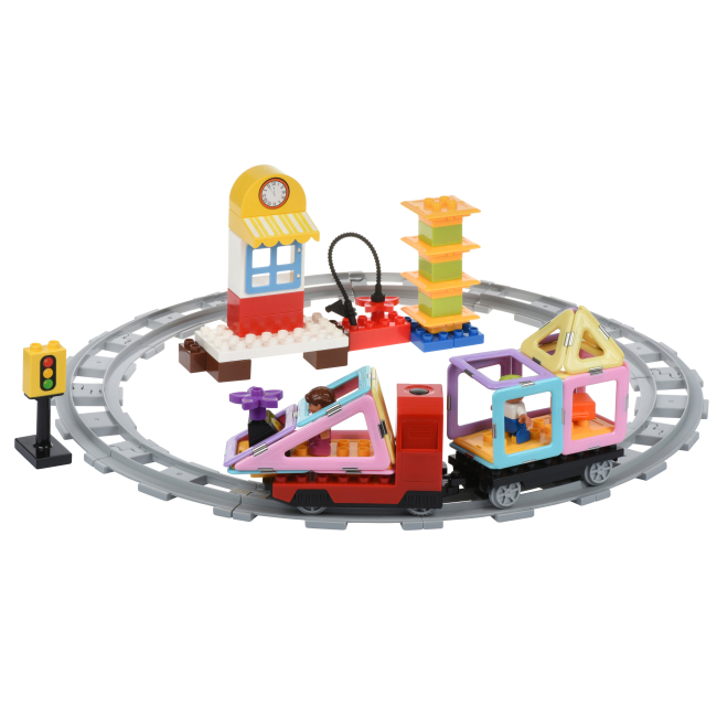 Магнітні конструктори - Конструктор Magplayer Потяг 77 елементів (MPH2-77)#2