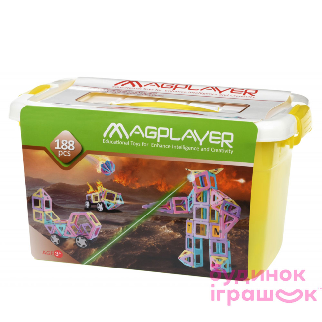 Магнітні конструктори - Конструктор Magplayer магнітний 188 елементів в боксі (MPT2-188)#2