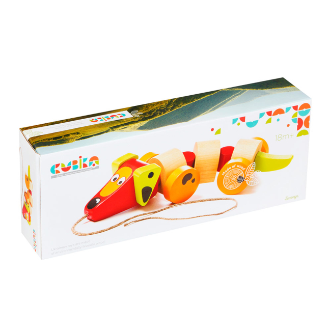 Розвивальні іграшки - Іграшка-каталка Cubika Такса дерев’яна (13623)#2