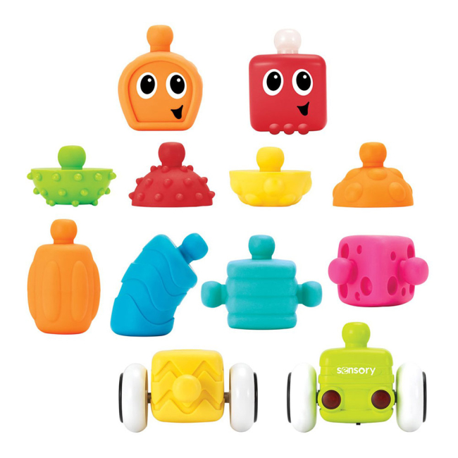 Развивающие игрушки - Конструктор Sensory Текстурные блоки 12 деталей (216406S)#5