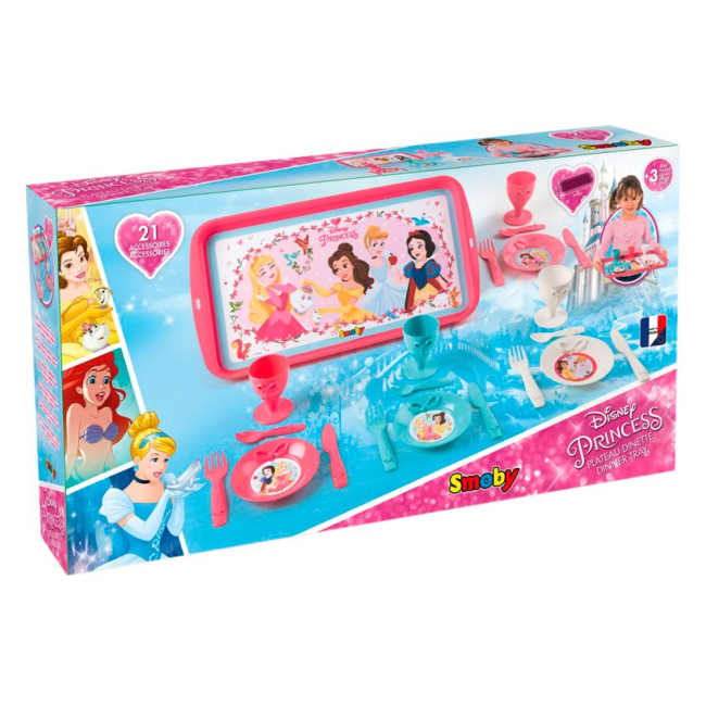 Детские кухни и бытовая техника - Набор посуды Smoby Disney Princess Полдник с подносом (310575)#2