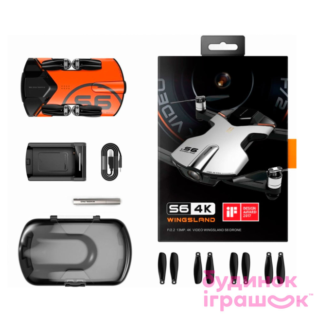 Радиоуправляемые модели - Дрон Wingsland S6 GPS 4K карманный оранжевый (6381691)#3
