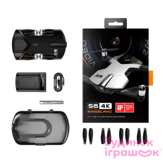 Радиоуправляемые модели - Дрон Wingsland S6 GPS 4K Pocket Drone-2 Batteries pack черный (6381694)#3