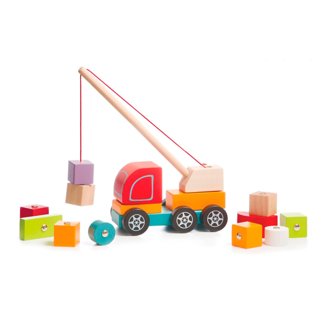 Машинки для малюків - Дерев’яна машинка Cubika Авто-кран (13982)#2