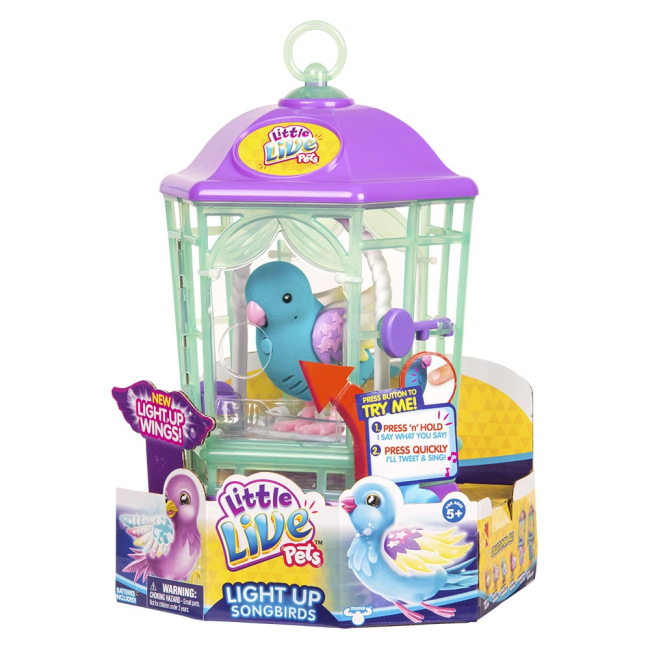 Фигурки животных - Интерактивная игрушка Little Live Pets Птичка в клетке Небесное мерцание (28548)#4