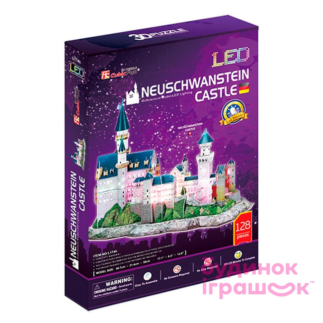 3D-пазли - Тривимірна головоломка-конструктор Cubic Fun Замок Нойшванштайн Led (L174h)#2