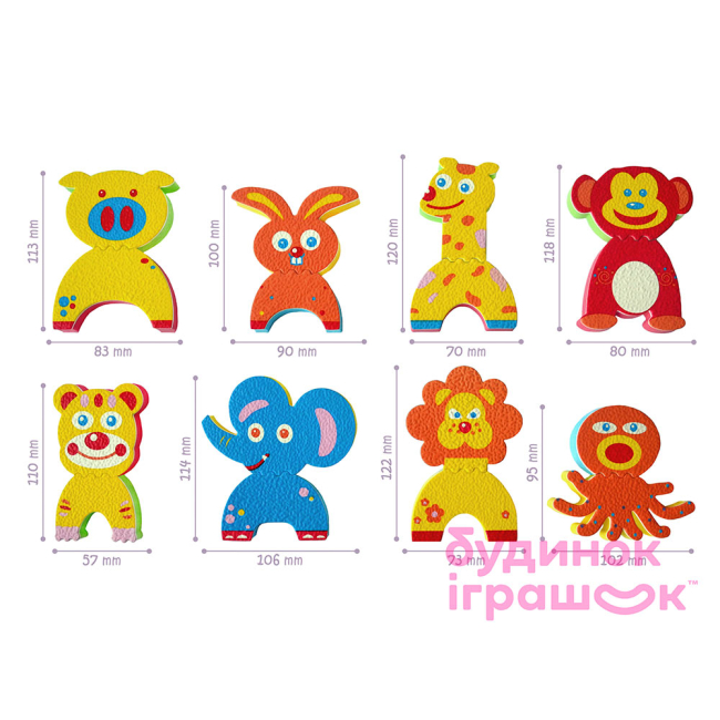 Іграшки для ванни - Аква-пазли Baby Great Кумедні тваринки 8 іграшок (GB-FM8A) (5002025)#5