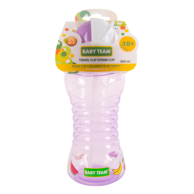 Товары по уходу - Поильник Baby Team для путешествий с трубочкой 300 мл ассортимент (5005)#3