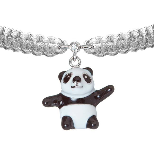 Ювелірні прикраси - Браслет UmaUmi Ведмедик Панда срібло сірий (7605981275428)#2