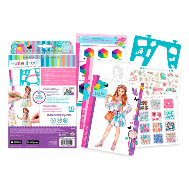 Товари для малювання - Блокнот з трафаретами Make it Real Квіткова фантазія (MR3202) (542324)#2