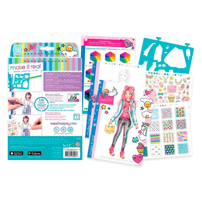 Товари для малювання - Блокнот з трафаретами Make it Real Рожева мрія (MR3203) (542325)#2