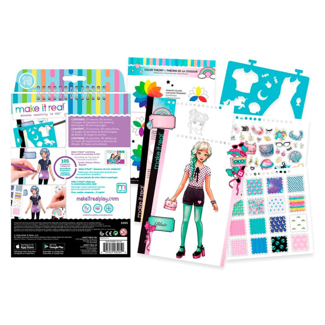 Товари для малювання - Блокнот з трафаретами Make it Real Модна вечірка (MR3205) (542326)#2