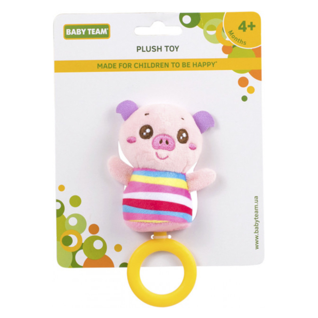 Брязкальця, прорізувачі - М’яка іграшка Baby Team Хрюша iз прорізувачем (8512/2)#2