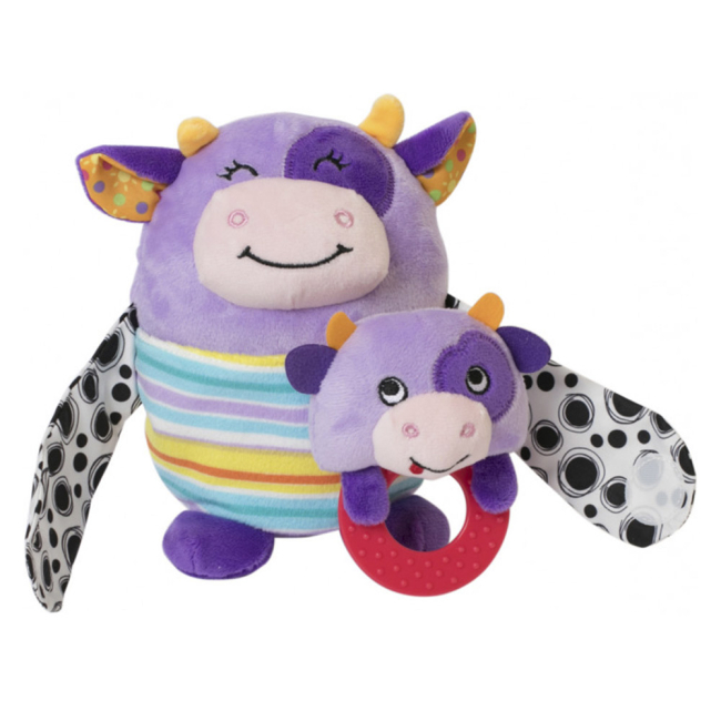 Розвивальні іграшки - М’яка іграшка iз прорізувачем Baby Team Звірята 2 в 1 Корівка (8536/1)#2