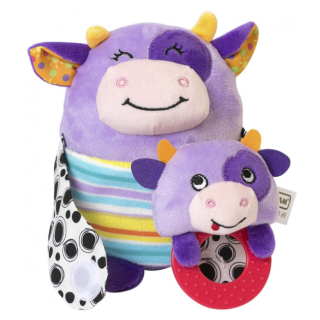 Розвивальні іграшки - М’яка іграшка iз прорізувачем Baby Team Звірята 2 в 1 Корівка (8536/1)#3