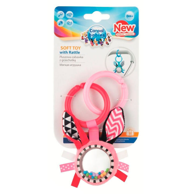 Підвіски, мобілі - Брязкальце Canpol babies Zig Zag Рожевий кролик (68/058_pin)#2