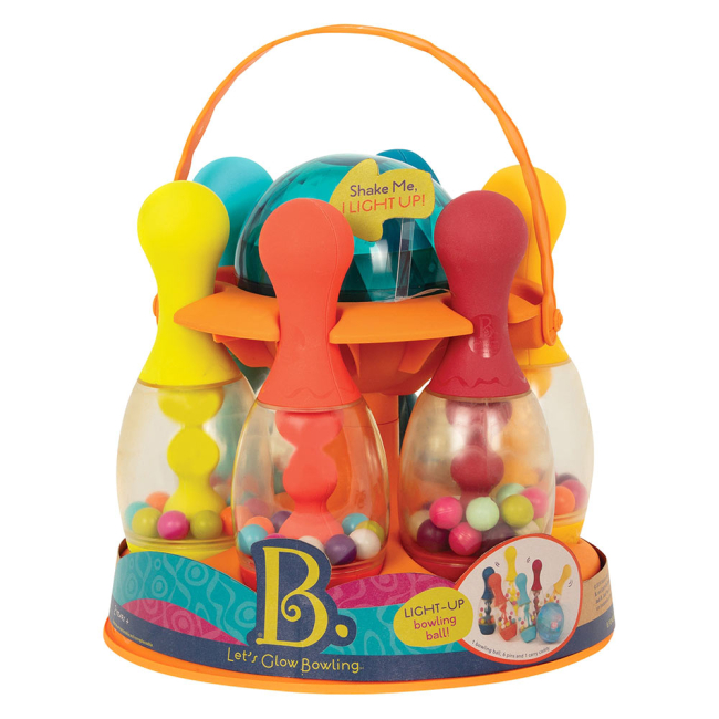 Спортивные активные игры - Игровой набор Battat Сверкающий боулинг с подставкой оранжевый (BX1640Z)#2