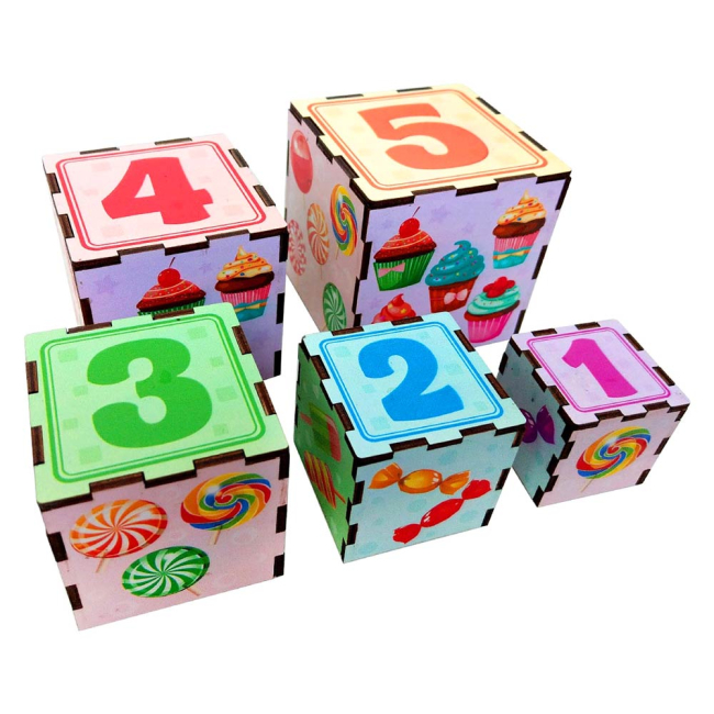 Развивающие игрушки - Пирамидка-кубики Little Panda Сладости (10-544118)#2