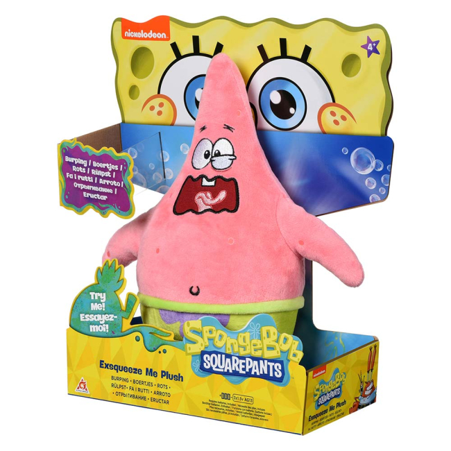 Персонажи мультфильмов - Мягкая игрушка Sponge Bob Exsqueeze me Патрик звуковая 30 см (EU690903)#3