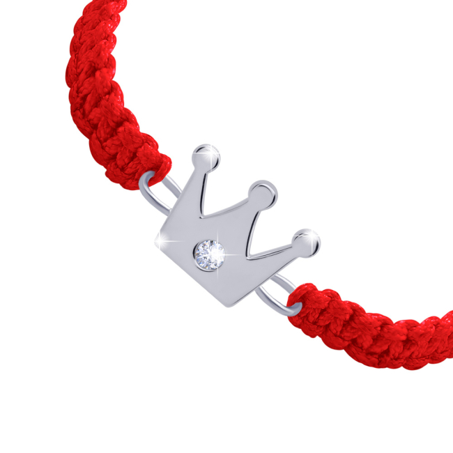 Ювелірні прикраси - Браслет плетений UmaUmi Корона Swarovski червоний (4115492969981)#2