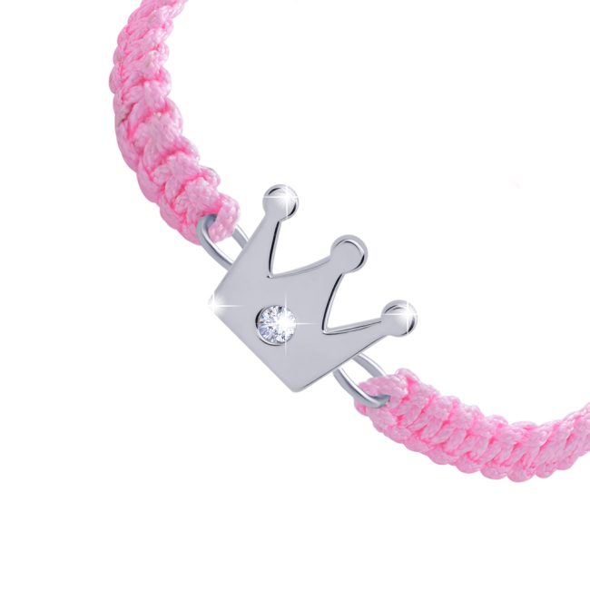 Ювелірні прикраси - Браслет плетений UmaUmi Корона Swarovski рожевий (2673117549816)#2