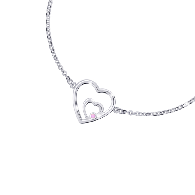 Ювелірні прикраси - Браслет UmaUmi Серце велике подвійне білий (7748803393228)#2