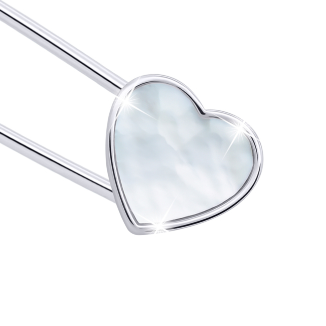 Ювелірні прикраси - Булавка UmaUmi Серце з перламутром біла (6529308779608)#2