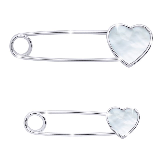 Ювелірні прикраси - Булавка UmaUmi Серце з перламутром біла (6529308779608)#3