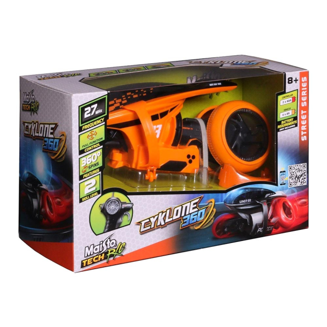 Радиоуправляемые модели - Игрушечный мотоцикл Maisto Cyclone 360 на радиоуправлении оранжево-белый (82066 orange/white)#3