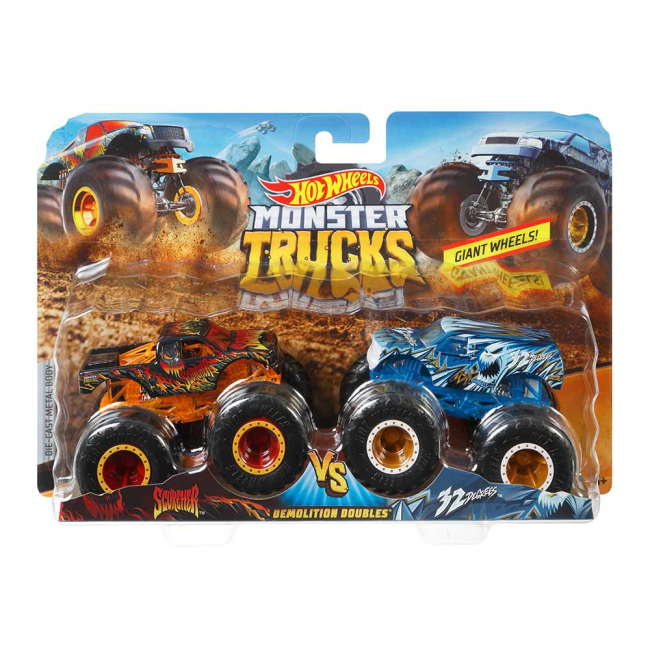 Автомоделі - Набір машинок Hot Wheels Monster trucks Червона і блакитна (FYJ64/FYJ67)#4